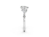 White gold Pear Cut Diamond Solitaire Ring with Pavé Band and Prong Setting_2