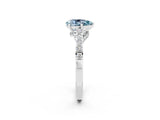 White gold Pear Cut Diamond Solitaire Ring with Pavé Band and Prong Setting_2