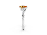 White gold Pear Cut Diamond Solitaire Ring with Pavé Band and Prong Setting_2