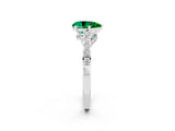 White gold Pear Cut Diamond Solitaire Ring with Pavé Band and Prong Setting_2