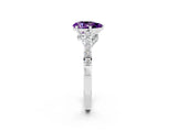 White gold Pear Cut Diamond Solitaire Ring with Pavé Band and Prong Setting_2