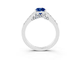 White gold Pear Cut Diamond Solitaire Ring with Pavé Band and Prong Setting_3