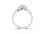White gold Pear Cut Diamond Solitaire Ring with Pavé Band and Prong Setting_3