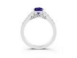 White gold Pear Cut Diamond Solitaire Ring with Pavé Band and Prong Setting_3