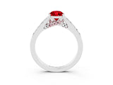 White gold Pear Cut Diamond Solitaire Ring with Pavé Band and Prong Setting_3
