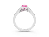 White gold Pear Cut Diamond Solitaire Ring with Pavé Band and Prong Setting_3