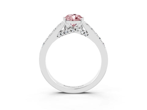 White gold Pear Cut Diamond Solitaire Ring with Pavé Band and Prong Setting_3