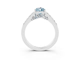 White gold Pear Cut Diamond Solitaire Ring with Pavé Band and Prong Setting_3