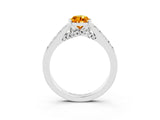 White gold Pear Cut Diamond Solitaire Ring with Pavé Band and Prong Setting_3