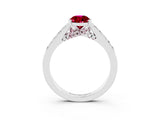 White gold Pear Cut Diamond Solitaire Ring with Pavé Band and Prong Setting_3