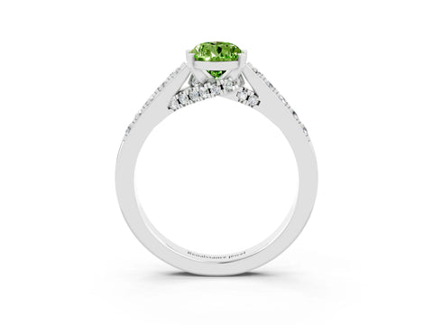 White gold Pear Cut Diamond Solitaire Ring with Pavé Band and Prong Setting_3