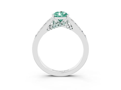 White gold Pear Cut Diamond Solitaire Ring with Pavé Band and Prong Setting_3