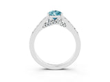 White gold Pear Cut Diamond Solitaire Ring with Pavé Band and Prong Setting_3