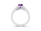 White gold Pear Cut Diamond Solitaire Ring with Pavé Band and Prong Setting_3