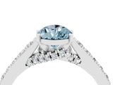 White gold Pear Cut Diamond Solitaire Ring with Pavé Band and Prong Setting_4