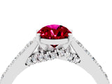 White gold Pear Cut Diamond Solitaire Ring with Pavé Band and Prong Setting_4