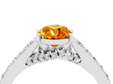 White gold Pear Cut Diamond Solitaire Ring with Pavé Band and Prong Setting_4