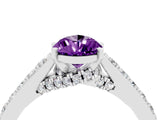 White gold Pear Cut Diamond Solitaire Ring with Pavé Band and Prong Setting_4