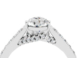 White gold Pear Cut Diamond Solitaire Ring with Pavé Band and Prong Setting_4