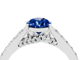 White gold Pear Cut Diamond Solitaire Ring with Pavé Band and Prong Setting_4