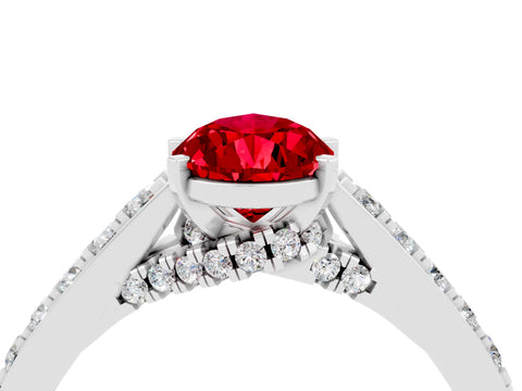 White gold Pear Cut Diamond Solitaire Ring with Pavé Band and Prong Setting_4
