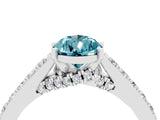 White gold Pear Cut Diamond Solitaire Ring with Pavé Band and Prong Setting_4