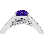 White gold Pear Cut Diamond Solitaire Ring with Pavé Band and Prong Setting_4