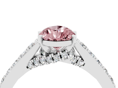White gold Pear Cut Diamond Solitaire Ring with Pavé Band and Prong Setting_4
