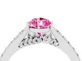 White gold Pear Cut Diamond Solitaire Ring with Pavé Band and Prong Setting_4