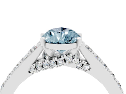 White gold Pear Cut Diamond Solitaire Ring with Pavé Band and Prong Setting_4