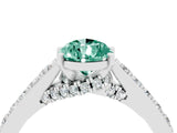 White gold Pear Cut Diamond Solitaire Ring with Pavé Band and Prong Setting_4