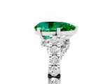 White gold Pear Cut Diamond Solitaire Ring with Pavé Band and Prong Setting_5