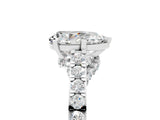 White gold Pear Cut Diamond Solitaire Ring with Pavé Band and Prong Setting_5