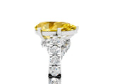 White gold Pear Cut Diamond Solitaire Ring with Pavé Band and Prong Setting_5