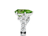 White gold Pear Cut Diamond Solitaire Ring with Pavé Band and Prong Setting_5