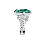 White gold Pear Cut Diamond Solitaire Ring with Pavé Band and Prong Setting_5