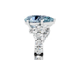 White gold Pear Cut Diamond Solitaire Ring with Pavé Band and Prong Setting_5