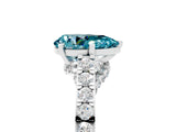 White gold Pear Cut Diamond Solitaire Ring with Pavé Band and Prong Setting_5