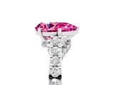 White gold Pear Cut Diamond Solitaire Ring with Pavé Band and Prong Setting_5