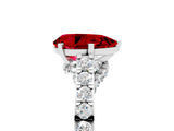 White gold Pear Cut Diamond Solitaire Ring with Pavé Band and Prong Setting_5