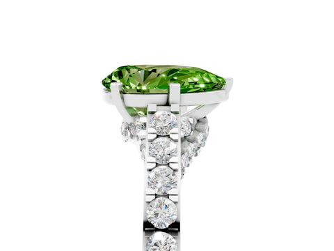 White gold Pear Cut Diamond Solitaire Ring with Pavé Band and Prong Setting_5