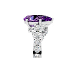 White gold Pear Cut Diamond Solitaire Ring with Pavé Band and Prong Setting_5