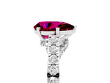 White gold Pear Cut Diamond Solitaire Ring with Pavé Band and Prong Setting_5