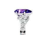 White gold Pear Cut Diamond Solitaire Ring with Pavé Band and Prong Setting_5