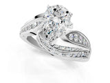 White gold Pear Cut Diamond Solitaire Ring with Prong Setting and Twisted Pavé Band_114