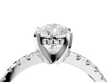 White gold Pear Cut Diamond Solitaire Ring with Round  Pavé Band and Four-Prong Setting_89