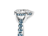 White gold Pear Cut Diamond Solitaire Ring with Round with Aquamarine side stone Pavé Band and Four-Prong Setting_41