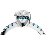 White gold Pear Cut Diamond Solitaire Ring with Round with Blue Topaz side stone Pavé Band and Four-Prong Setting_40