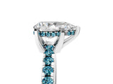 White gold Pear Cut Diamond Solitaire Ring with Round with Blue Topaz side stone Pavé Band and Four-Prong Setting_41
