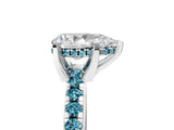 White gold Pear Cut Diamond Solitaire Ring with Round with Blue Topaz side stone Pavé Band and Four-Prong Setting_5